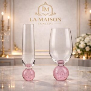 Taça Champagne Esfera Rosa Bubble