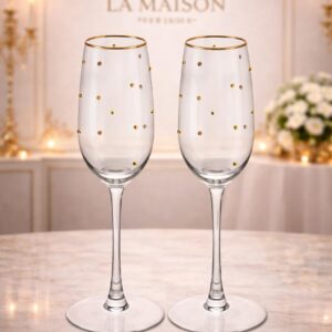 Conjunto de 2 Taças para Champagne  Balls Fio Ouro