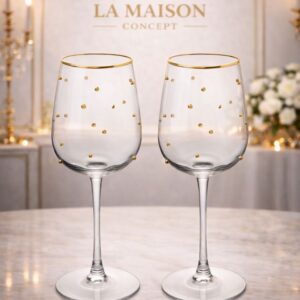 Conjunto de 2 Taças de Vinho Vidro 350ml Balls Fio Ouro