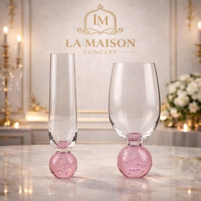Taça Champagne Esfera Rosa Bubble