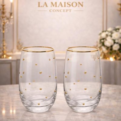 Conjunto de 2 Taças para Champagne  Balls Fio Ouro